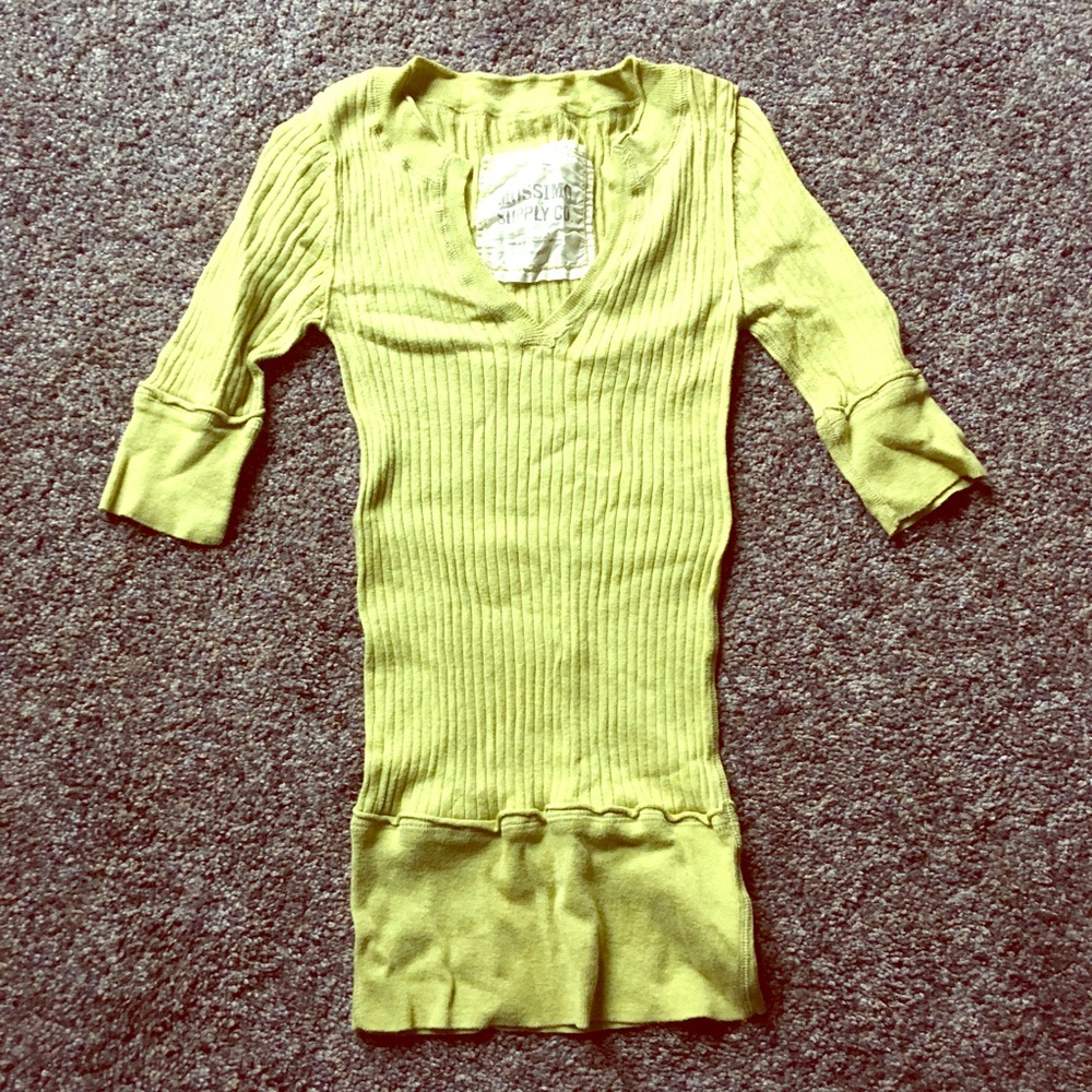Mossimo Supply Co. Chartreuse Quarter Sleeve Top